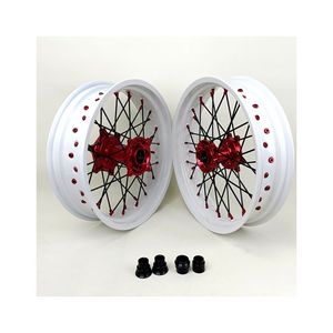 Juego de Ruedas Supermoto de 17 Pulgadas para Honda CRF250R CRF450R, Llantas Blancas de Aluminio 7116-T6 con Bujes CNC para CR125 CR250 <span class=keywords><strong>Supermotard</strong></span> - Product Image 4