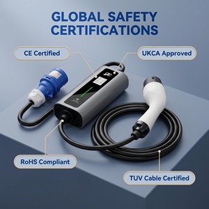 Estación de Carga Portátil con Pantalla y Corriente Ajustable de 32A, Cargador Portátil para Vehículos Eléctricos de 7kw - Product Image 4