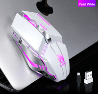 Ratón Inalámbrico Óptico RGB Recargable de 2.4G, Ratón Silencioso para Juegos de Computadora, Ratón Mecánico USB con Retroiluminación para Deportes Electrónicos, Ratón para Jugadores de PC