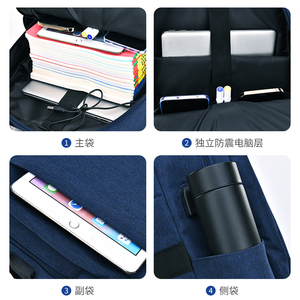 Chinllo Simple Hommes Ordinateur <span class=keywords><strong>Bab</strong></span> avec USB Collège Garçons École Sac À Dos Noir Bleu Gris Bureau D'affaires Ordinateur Portable Sac À Dos GL905 - Product Image 5