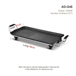 Andong Best Quality Electric Teppanyaki Table Griddle Non Stick Grill Pan Smokeless Barbecue Baking Tray