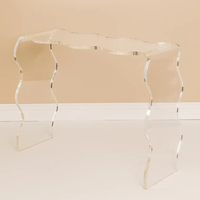 Table Console Acrylique Transparente avec Jambe Ondulée Design Moderne pour Décor À La Maison Plante Affichage Magazine Stockage Gain De Place