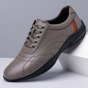 Zapatos Casuales de Cuero para Hombre, Punta Redonda, con Cordones, Antideslizantes, Suela Suave, Estilo para Caminar, Talla Adulto 888 - Product Image 1