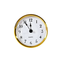 Insert Jam Quartz 80mm dengan Bezel Emas, Dial Putih, Angka Arab, Jarum Detik Hitam, Plastik, Dioperasikan dengan Baterai, Desain Modern