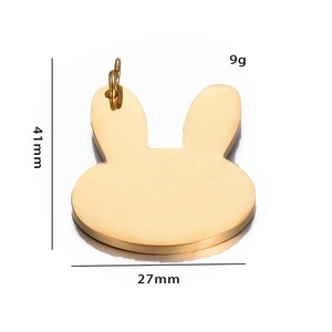 Breloques en acier inoxydable en forme de tête d'animal, pendentifs loup, cerf, lapin, étiquettes d'identification vierges en métal pour collier d'animal et fabrication de bijoux DIY - Product Image 3