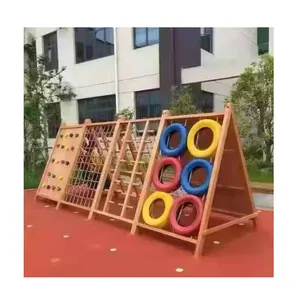 Küçük boy çocuklar ahşap açık oyun alanı çok fonksiyonlu açık eğlence parkı ahşap ekipmanları çocuklar için - Product Image 1