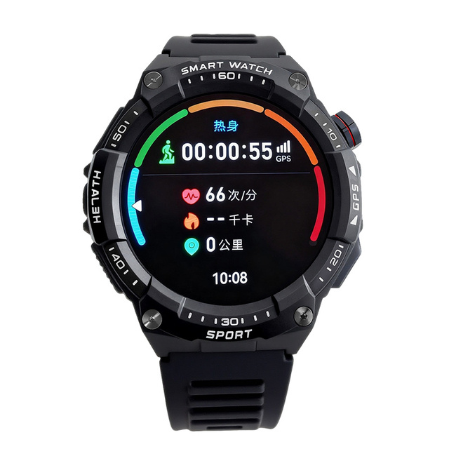 GPS Fitness Tracker Smart Watch Men Women HR SpO2 Monitoring 3 ATM Waterproof AMOLED Display 1.43 Inch Silicone IOS Watch
