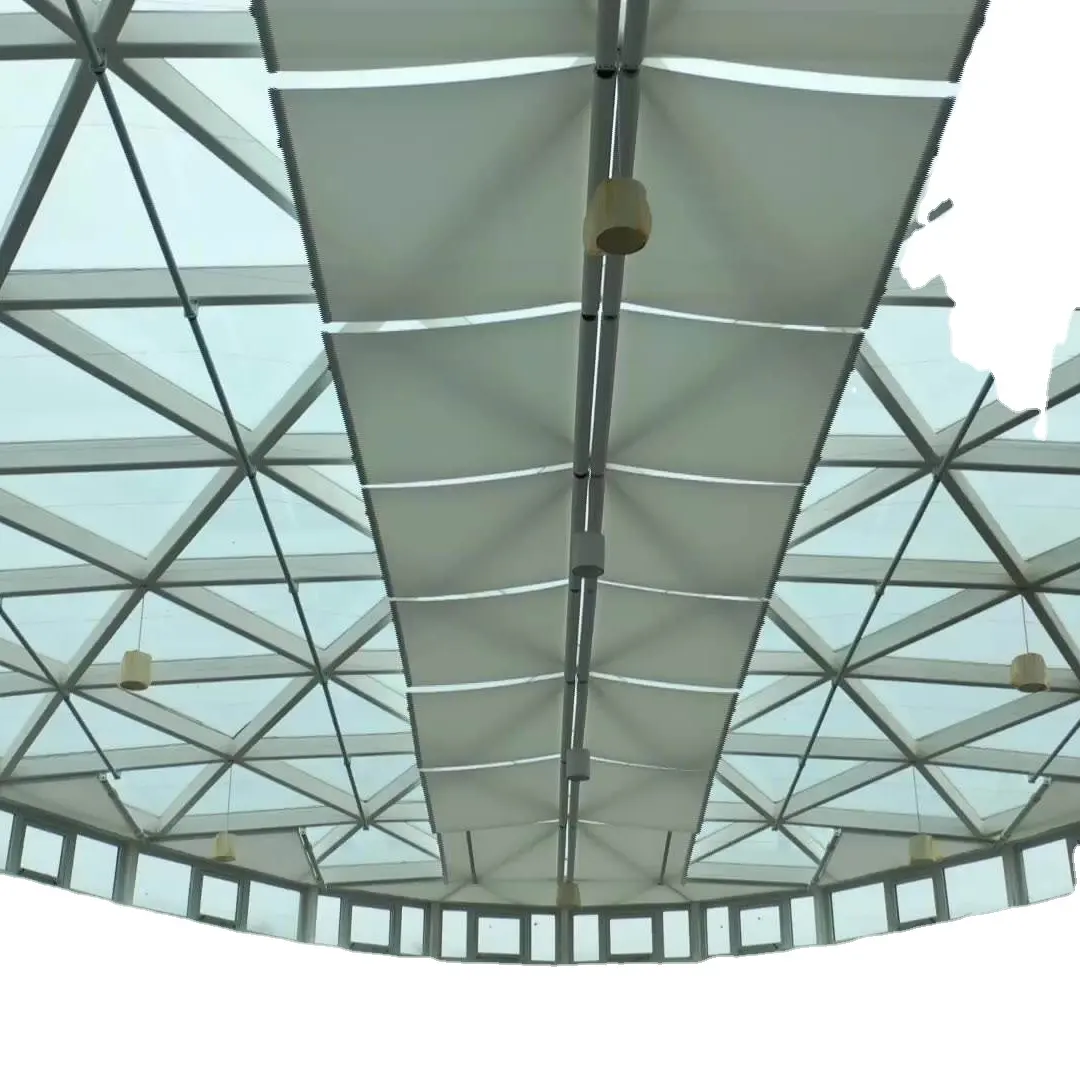 YST nhà máy của tùy chỉnh fcs Skylight Rèm tán Chất lượng cao có thể thu vào mái hiên điện ngoài trời kính mái PVC gỗ