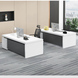 <b>Modern</b> Executive <b>Desk</b> With Storage Cabinet <b>White</b> Office <b>Desk</b> For Boss Finance Manager Workspace - Product Image 3