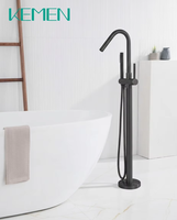 Robinet de baignoire commercial en acier inoxydable sans plomb, double fonction, sur pied, pour hôtel