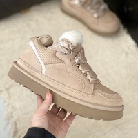Bottes d'hiver de luxe 2026 en cuir véritable et daim, mini-bottines doublées en peau de mouton, unisexe, à enfiler, chaussures décontractées