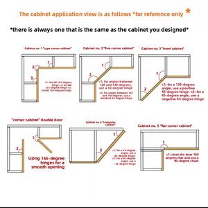 Bisagras de Esquina de Acero Laminado en Frío con Amortiguación Negativa de 45 Grados, 135 Grados, 90 Grados y 180 Grados para Armarios y Roperos - Product Image 4