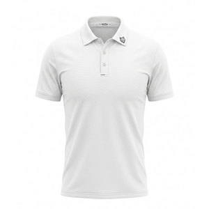 Polo en coton blanc à manches courtes pour homme Handee, couleur unie, style décontracté, tissu respirant, coupe classique, logo sur le devant - Product Image 1
