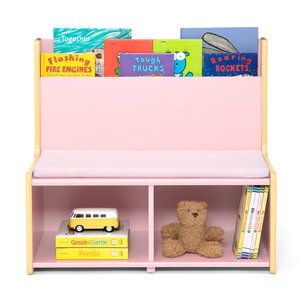 Bibliothèque Montessori en bois 2 en 1 en <span class=keywords><strong>rose</strong></span> pour enfants, étagère à 3 niveaux pour enfants, <span class=keywords><strong>rangement</strong></span> de jouets pour chambre d'enfants avec banc de lecture, vente en gros - Product Image 4