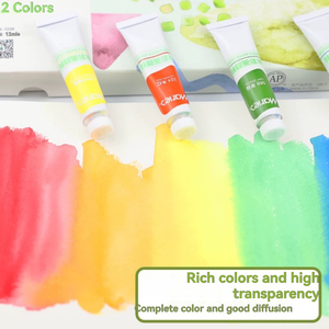 Ensemble de peinture <span class=keywords><strong>aquarelle</strong></span> professionnelle Maries, 12/18/24/36 couleurs à haute transparence, tubes de 9 ml, modèle W-1312 Shanghai - Product Image 2