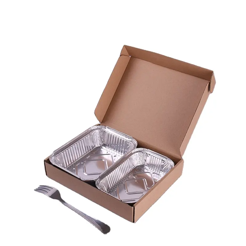 700Ml Rechthoekige Aluminiumfolie Voedsel Container Wegwerp Verpakking Aluminiumfolie Doos Tin Folie Gerechten