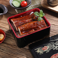 Großhandel Traditionelle Japanische Plastik-Bento-Box Isolierte Rechteckige Unagi-Aal-Sushi-Box mit Bedrucktem Design in Lackware-Optik