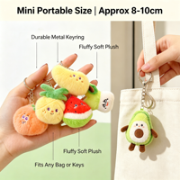 Zachte Pluche Fruit Sleutelhanger Charme Schattige Gevulde Watermeloen Ananas Sleutelhanger Winkelcentrum Arcade Machine Prijs Directe Verkoop Artikel