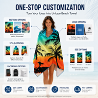 Eco-Friendly Recycled Turkish Cotton Quick-Dry Sand-Free Tropical Modern Floral Printed Beach Towel-Luxury All-Season