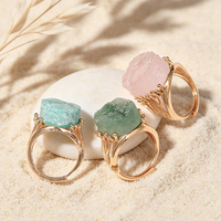 Bague en laiton plaqué or rose, faite à la main, vintage, ovale, avec pierre Druzy verte, bijoux de mariage et de fiançailles pour femmes