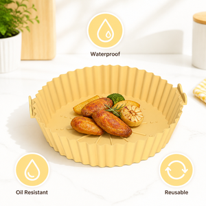 Revêtement en silicone de qualité alimentaire pour friteuse à air, réutilisable, imperméable, résistant à l'huile, avec rebord surélevé pour la cuisson en cuisine - Product Image 3