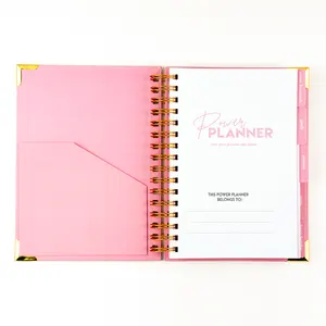 Factory Customize Pink Paper Bound Hardcover Customize Journal B5 A5 Agenda Spiral Planner 202 2023