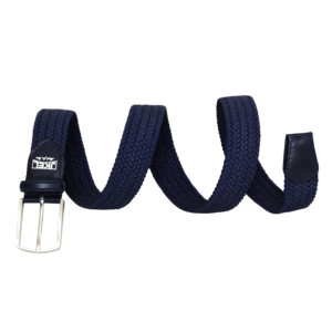 Cinturón Elba para hombre con rayas azul marino/gris y tela elástica - Product Image 1