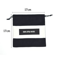 Sac d'emballage en coton et lin noir écologique pour outils et bijoux avec cordon de serrage et logo personnalisé, patch en coton
