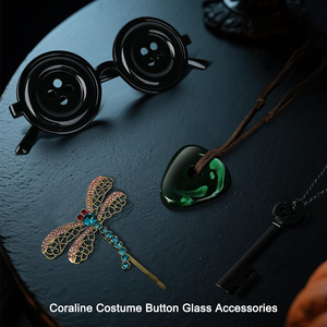 Set de 4 piezas de accesorios de disfraz de Halloween de plástico con ojos de botón, gafas, llavero, collar y pinza para el pelo, con <span class=keywords><strong>piedra</strong></span> verde, para regalos - Product Image 3