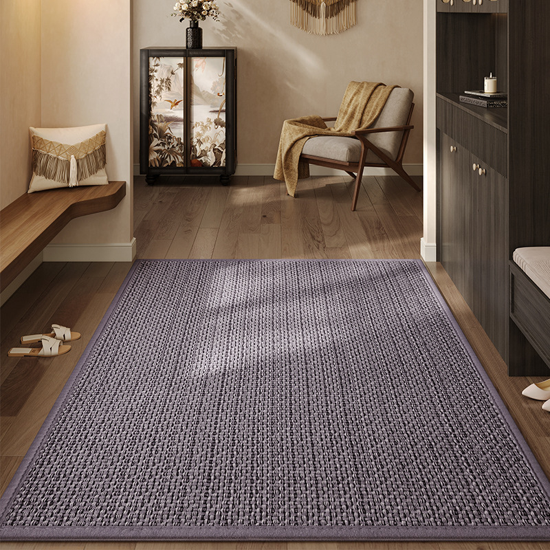 Rubber-backed openwork braided yarn - interlocking brown