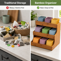 Boîte de rangement à épices moderne en bambou carbonisé à 3 niveaux, 9 compartiments, organiseur de comptoir de cuisine