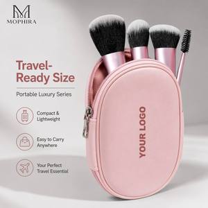 Juego de Brochas de Maquillaje Veganas Personalizadas de 10 Piezas, Portátiles, Lindas, de Lujo, Color Rosa, Premium, de Viaje, Sintéticas, Profesionales, Mini, con Estuche de PU - Product Image 5