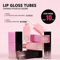 Vente en gros de tubes à gloss carrés vides de 5 ml, contenants à gloss personnalisés avec logo, contenants à gloss dégradés avec rouge à lèvres liquide mat