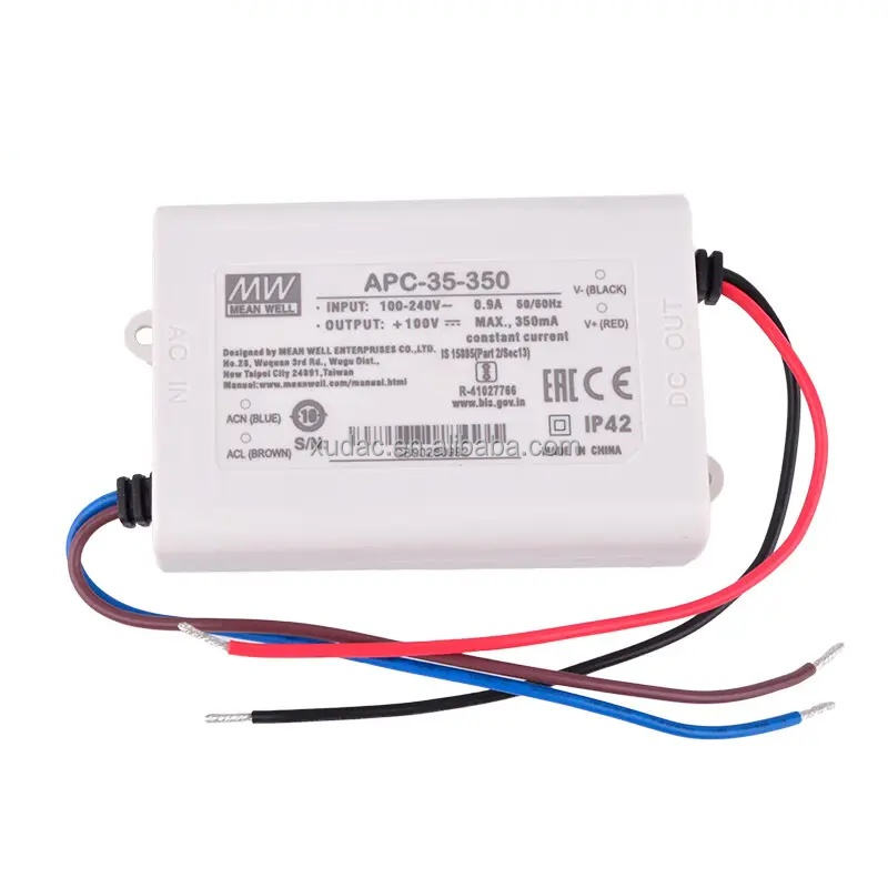 Driver LED MEAN WELL APC-35-350 35 W 28-100 V 350 mA Courant constant | Leroy Merlin