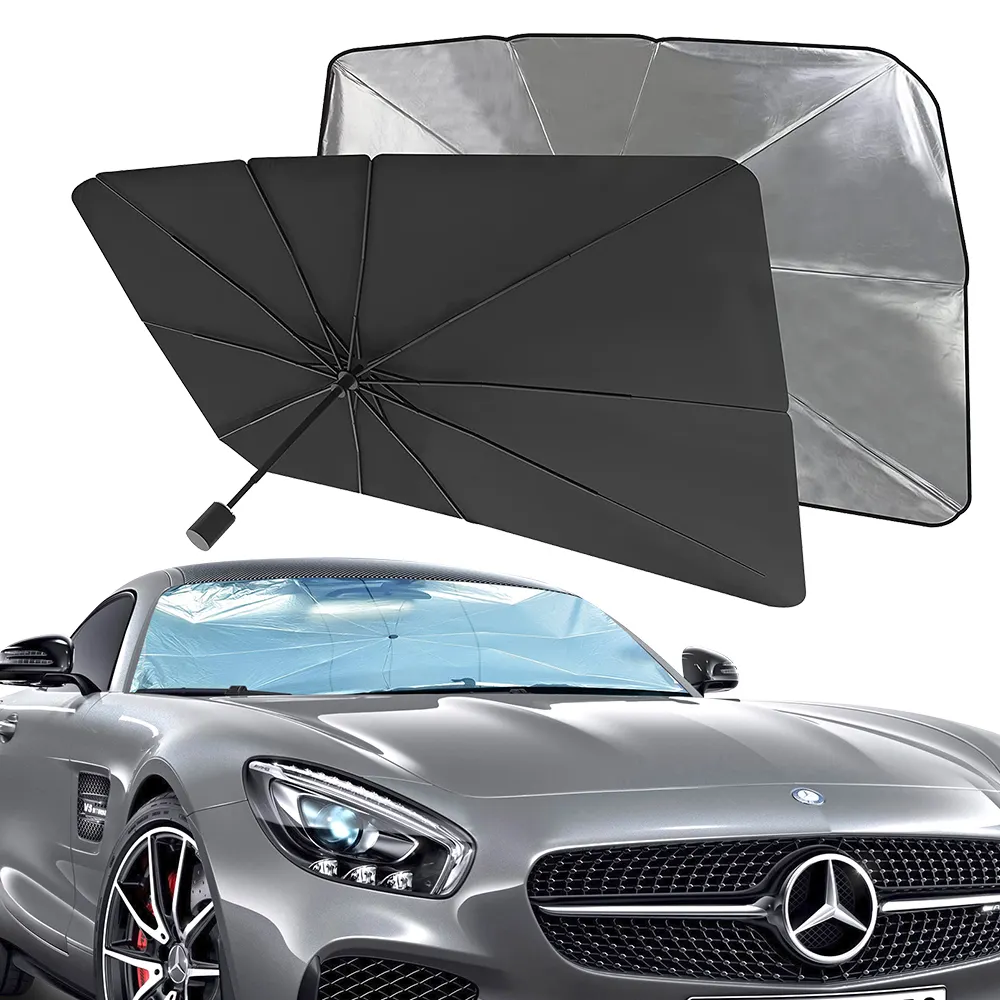 Sombra-sol dobrável para carro, cobertura para guarda-chuva para viseira frontal e janelas