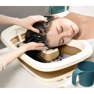 Hot Sale Shampoo Bowl Portable Inflatable Hair Wash Basin Sink Home Black White Blue Transparent Green <b>Red</b> Convenient PVC - Product Image 2