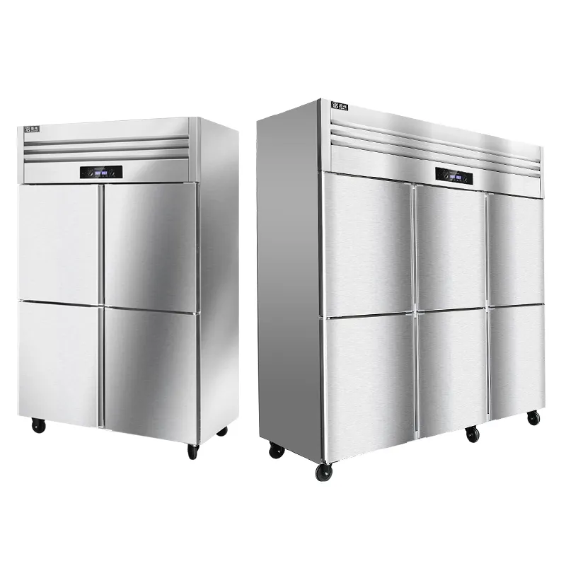 Freezer Berpendingin Dapur Komersial Baja Tahan Karat Suhu Ganda Freezer Vertikal