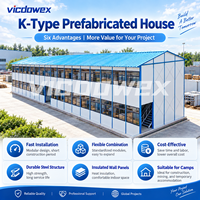 VICDOWEX Bâtiment préfabriqué contemporain à assemblage rapide de type K, panneau sandwich en acier pour camp de construction, bureau temporaire