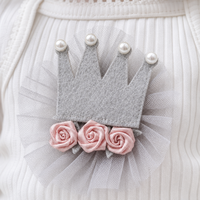 Poupée Reborn de 22 pouces en vinyle intégral, avec nœud rose, couronne, robe grise et jupe en tulle, pour jeu d'imitation
