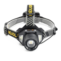 Lampe frontale laser zoomable à capteur de geste, rechargeable USB Type-C, double lumière blanche et jaune, fonction batterie externe, lampe frontale LED