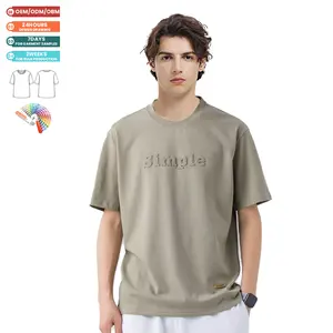 Camiseta de manga corta con logotipo en relieve de Hip Hop, camiseta de gran tamaño de fútbol de algodón a la moda para hombres