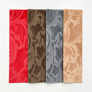 Tissu d'ameublement commercial ultra doux en velours tricoté ignifuge, motif floral personnalisé en relief collé - Product Image 1