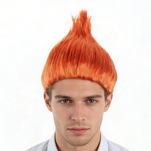 Perruque synthétique grande <span class=keywords><strong>rose</strong></span> dorée style troll pour fête de carnaval et Halloween MPW-0406 - Product Image 4