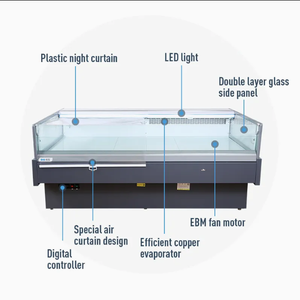 Présentoir à fromage/viande fraîche Réfrigérateur Équipement de magasin de viande Contrôle numérique de la température A + Efficacité énergétique Porte en verre ouverte - Product Image 3