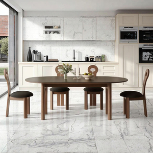 Pháp Retro rắn gỗ Bàn Ăn Hiện đại phong cách cổ xưa hình chữ nhật Hang đá tấm bàn ăn và ghế đặt cao cấp - Product Image 4