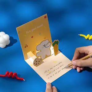 С конвертом милые открытки Бумажные Поздравительные открытки с наклейками набор всплывающих поздравительных открыток с животными