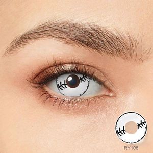 PSEYECHE 크레이지 콘택트 렌즈 한국 소재 파티 렌즈 블랙 패턴 소프트 컬러 연락처 연간 할로윈 아이 콘택트 렌즈 - Product Image 4