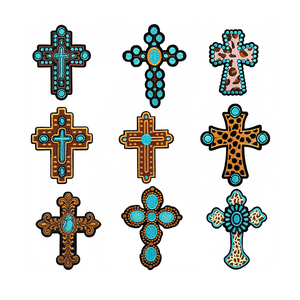 Western Cowboy Cowgirl <strong>Cross</strong> <strong>Patch</strong> Wholesale Iron Cheap Embroidered <strong>Patches</strong> for Clothing Hats Bags - Product Image 2