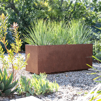 Pots à fleurs carrés en acier corten décoratifs pour jardin - Forme personnalisée - Utilisation durable à la maison et au jardin - Capacité de 20 L - Style minimaliste