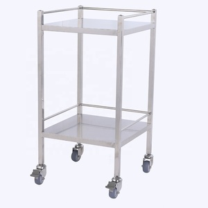 <span class=keywords><strong>Chariot</strong></span> <span class=keywords><strong>de</strong></span> dressage en acier inoxydable 2 étagères avec rails CY-D401 - Product Image 1